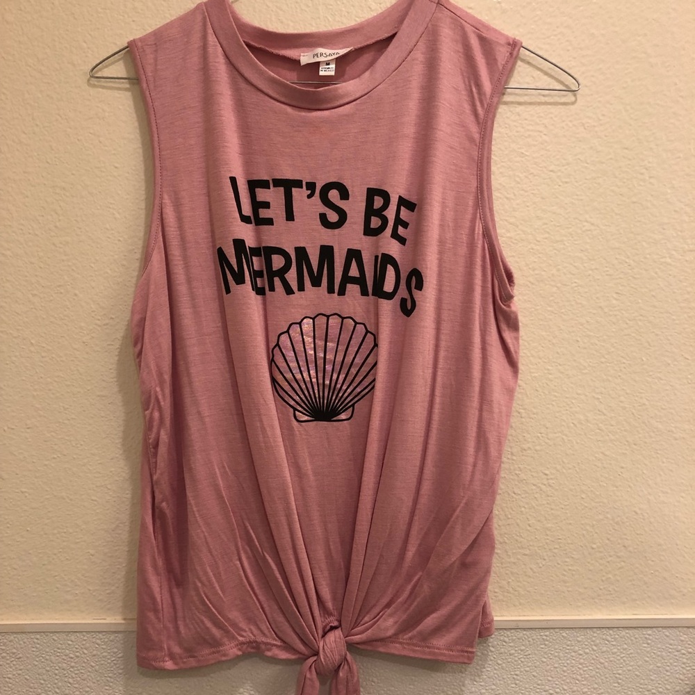 Pink Let’s be Mermaids tank top